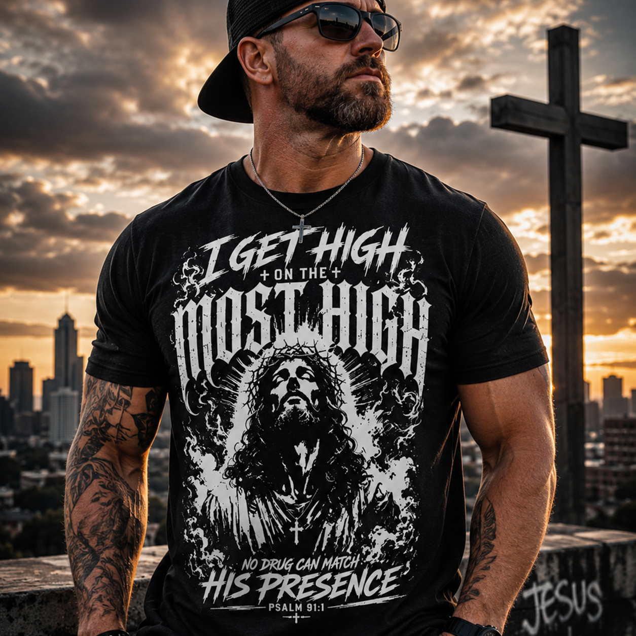 I GET HIGH ON THE MOST HIGH™ Christian T-Shirt